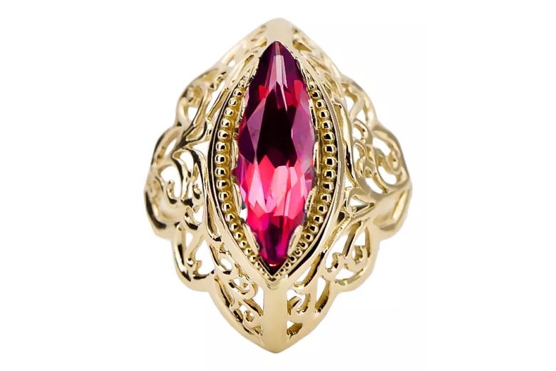 Каблучка Рубін 14K Жовте золото Вінтаж стиль vrc017y